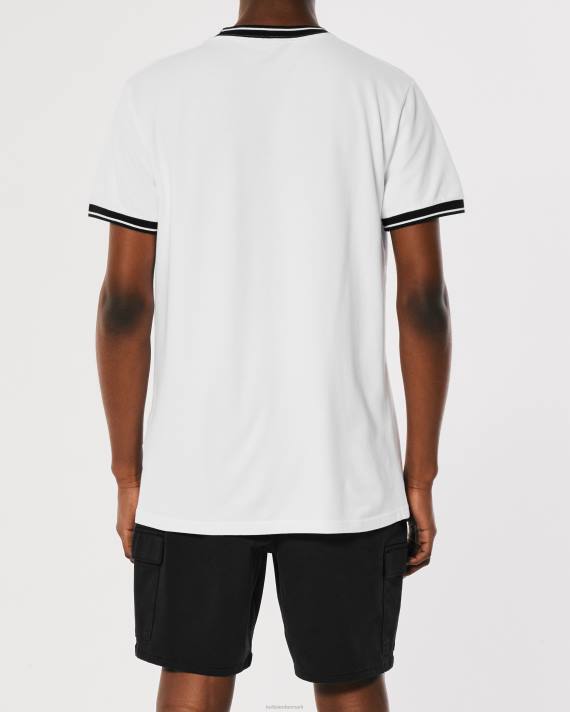 Hollister Mænd tippet pique logo ikon t-shirt 2H8Z886 toppe hvid