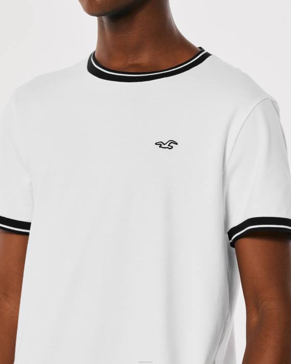 Hollister Mænd tippet pique logo ikon t-shirt 2H8Z886 toppe hvid