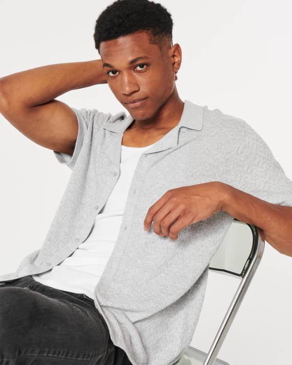 Hollister Mænd afslappet kortærmet trøje 2H8Z1030 toppe lys gråmeleret