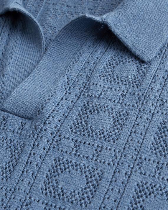 Hollister Mænd polotrøje med åben sting 2H8Z878 toppe blå